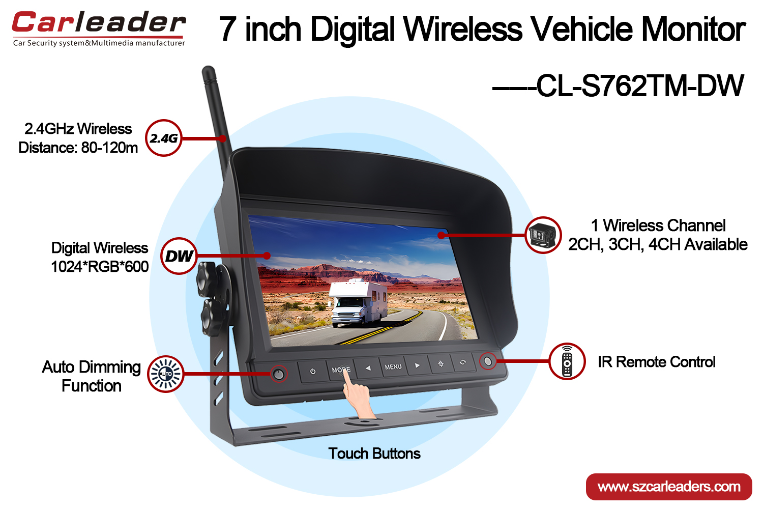 7 Inch Digital Wireless Car Monitor